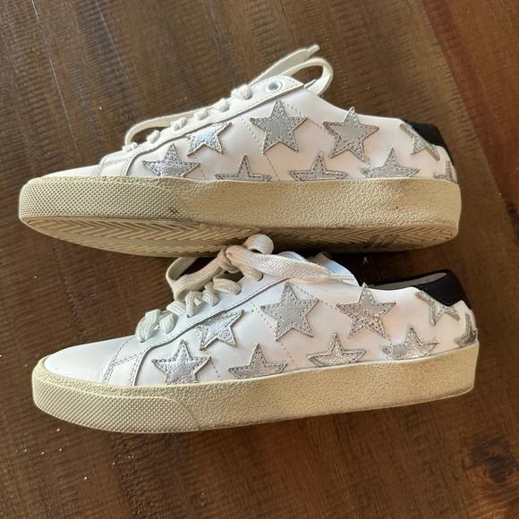 Saint Laurent White Leather Court Classic Star Sneakers - Picture 4 of 7